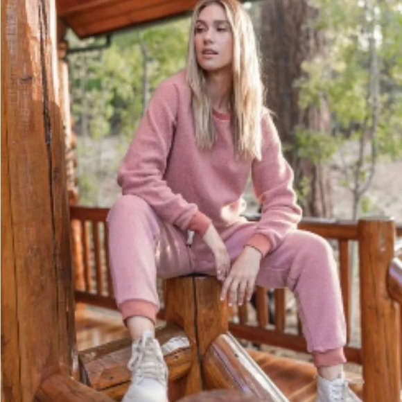 Feat Thick Cozy BlanketBlend Cayenne Jogger Sweatpants Tapered Salmon - Picture 2 of 8